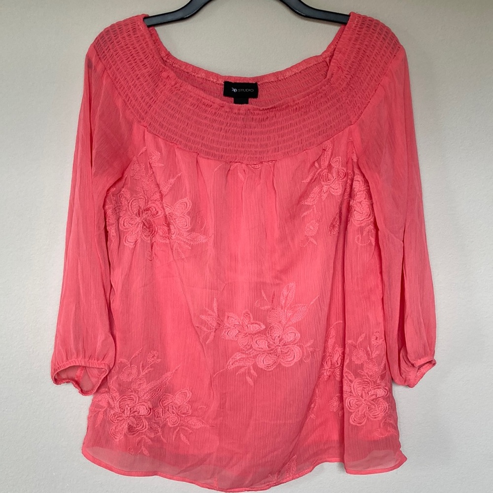 AB Studio Floral Sheer Lined Blouse